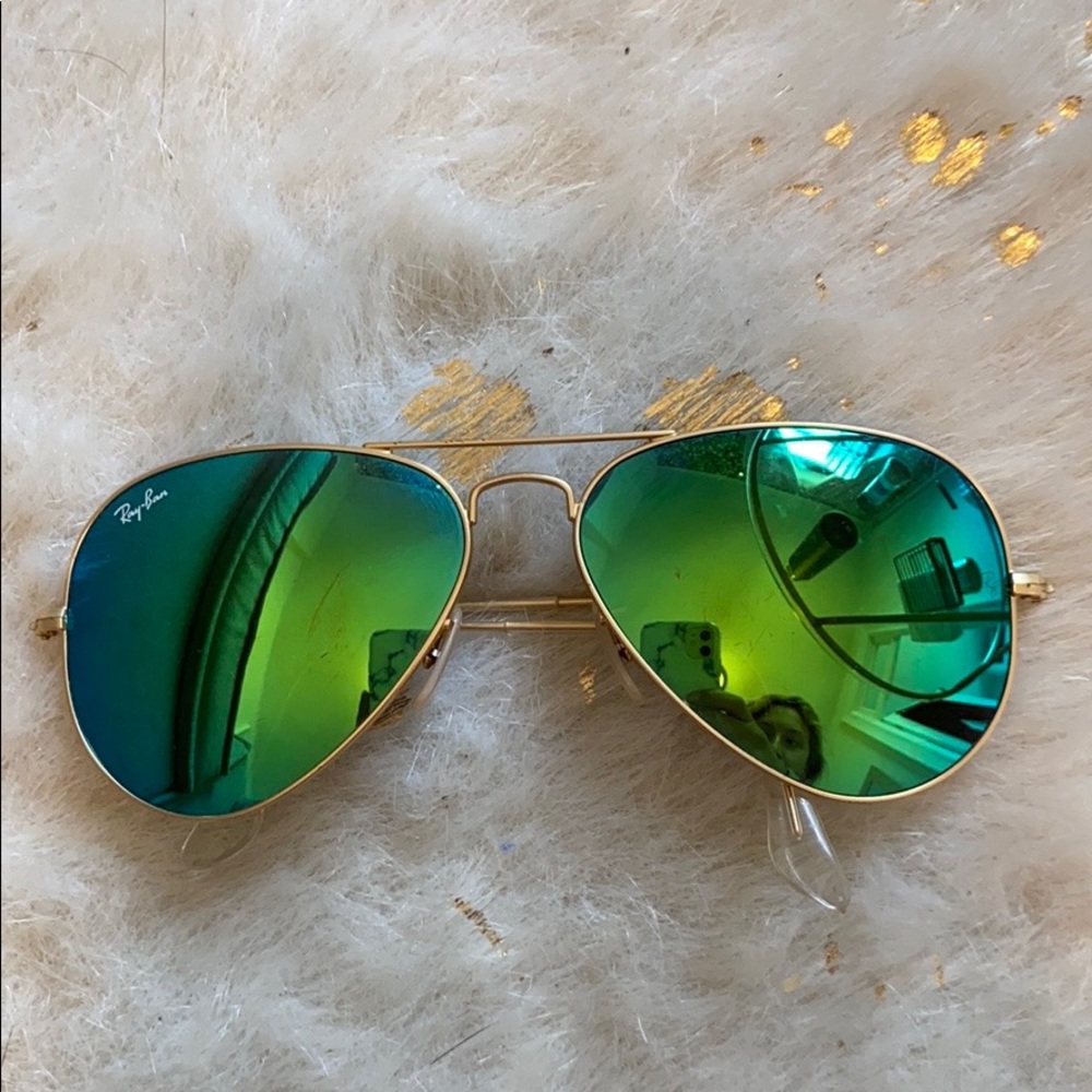 Ray-Ban Reflective Aviators, GREEN